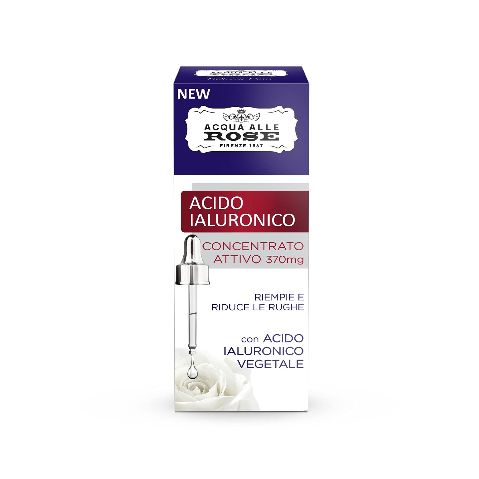 Acque alle Rose Acido Ialuronico Concentrato Attivo 370mg – Siero Viso Idratante Anti - Età - 100ml Profumeria