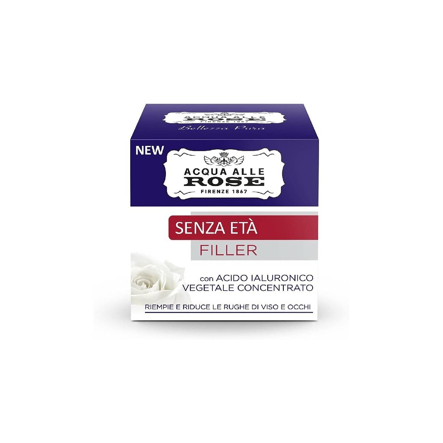 Acque alle Rose Senza Età Filler con Acido Ialuronico Vegetale Concentrato – Crema Viso Effetto Filler - 100ml Profumeria