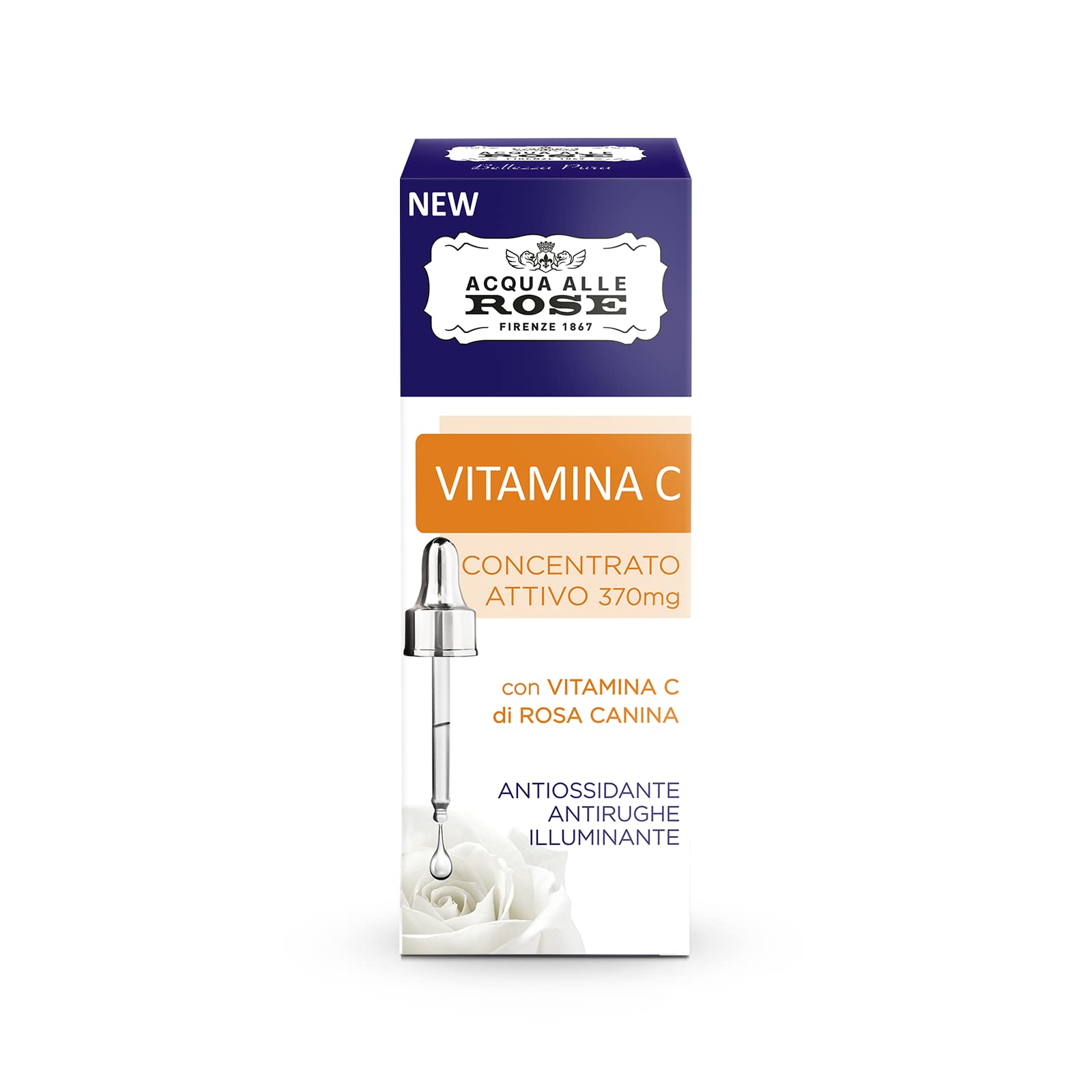 Acque alle Rose Vitamina C Rosa Canina Concentrato Attivo 370mg – Siero Viso Illuminante Anti - Macchie - 100ml Profumeria