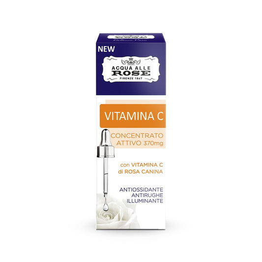 Acque alle Rose Vitamina C Rosa Canina Concentrato Attivo 370mg – Siero Viso Illuminante Anti - Macchie - 100ml Profumeria