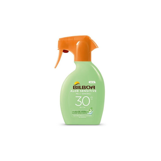 Bilboa Aloe Trigger Solare 250ml – Spray Solare Protezione Alta Aloe Vera SPF30 SPF50+ - 100ml Profumeria