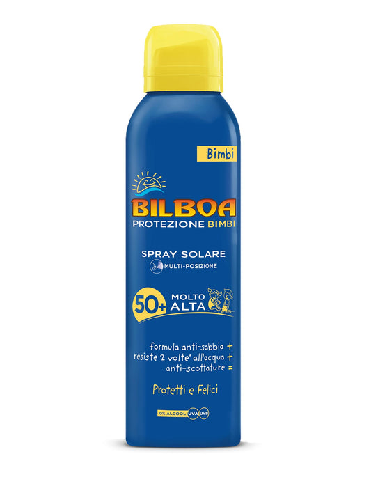 Bilboa Bimbi BOV Spray Solare SPF50+ 150ml – Solare Bambini Protezione Molto Alta Delicato - 100ml Profumeria